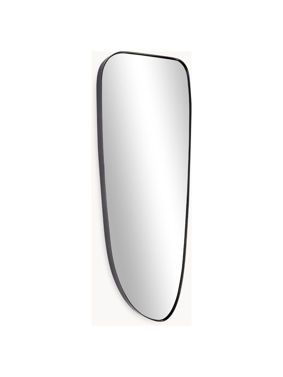 Specchio da parete moderno dalla forma curva Oiva, Retro: pannello di fibra a media, Superficie dello specchio: lastra di vetro, Nero, Larg. 40 x Alt. 95 cm