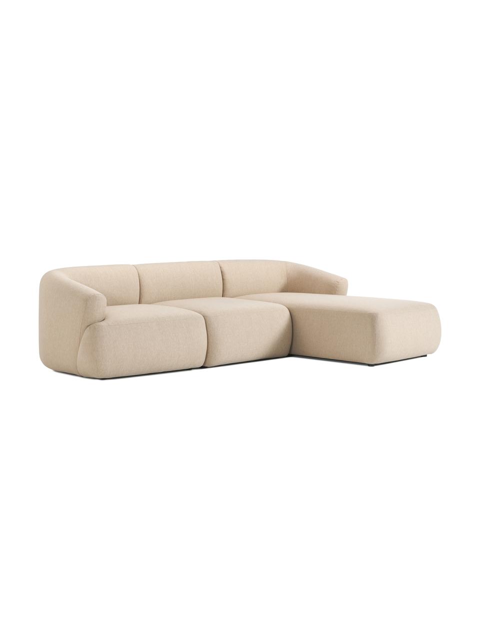 Sofá rinconera modular Sofia, Tapizado: 100% polipropileno Alta r, Estructura: madera de pino macizo, ag, Patas: plástico, Tejido beige claro, An 272 x F 160 cm, chaise longue derecha