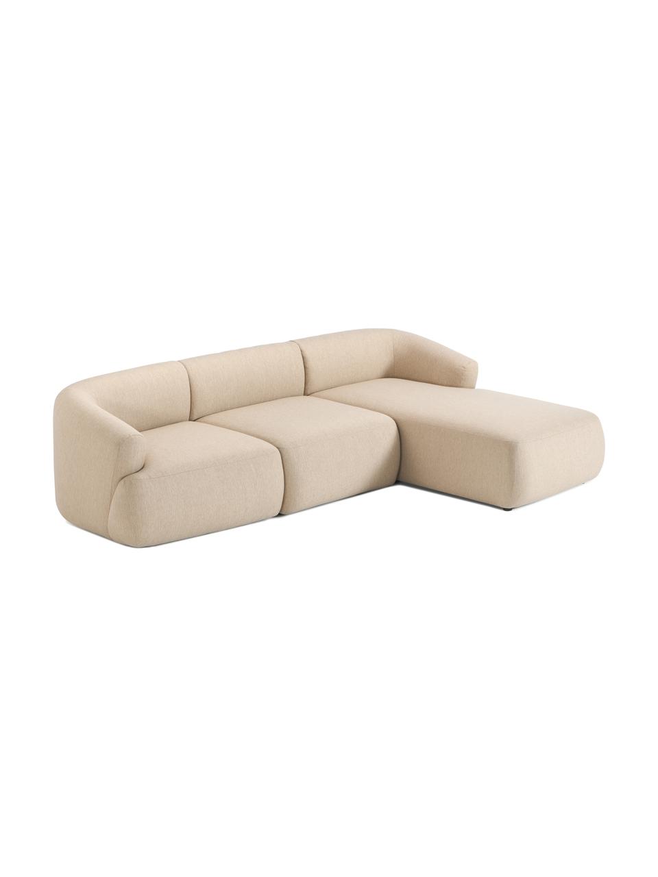 Divano angolare componibile Sofia, Rivestimento: Teddy (100% polipropilene, Struttura: abete rosso, truciolare, , Tessuto beige chiaro, Larg. 272 x Prof. 160 cm, chaise-longue a destra