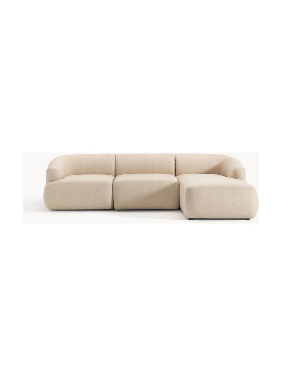 Sofá rinconera modular Sofia (3 plazas), Tapizado: 100% polipropileno Alta r, Estructura: madera de pino macizo, ag, Patas: plástico Este producto es, Tejido beige claro, An 277 x F 185 cm, chaise longue derecha