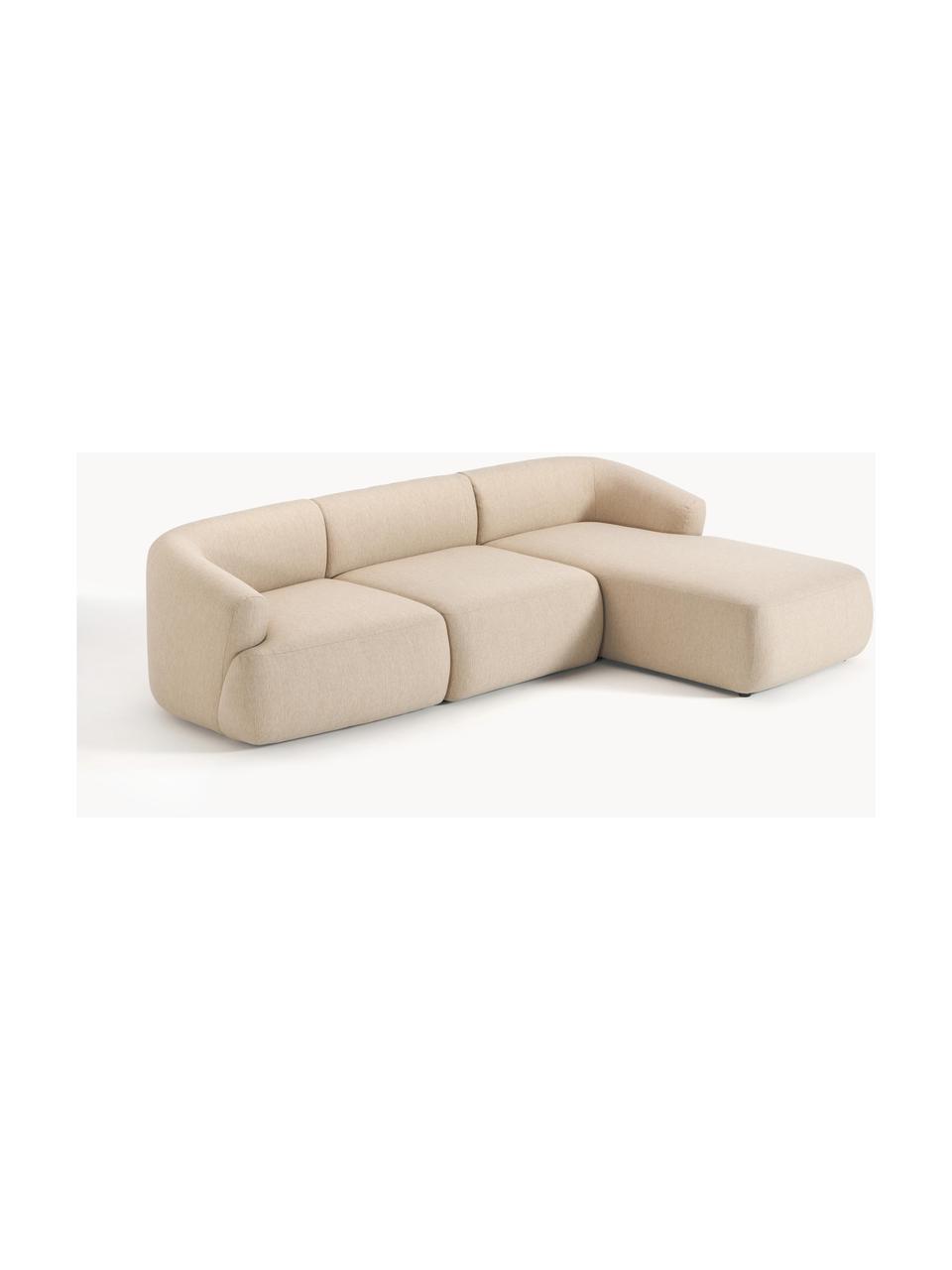 Sofá rinconera modular Sofia (3 plazas), Tapizado: 100% polipropileno Alta r, Estructura: madera de pino macizo, ag, Patas: plástico Este producto es, Tejido beige claro, An 277 x F 185 cm, chaise longue derecha