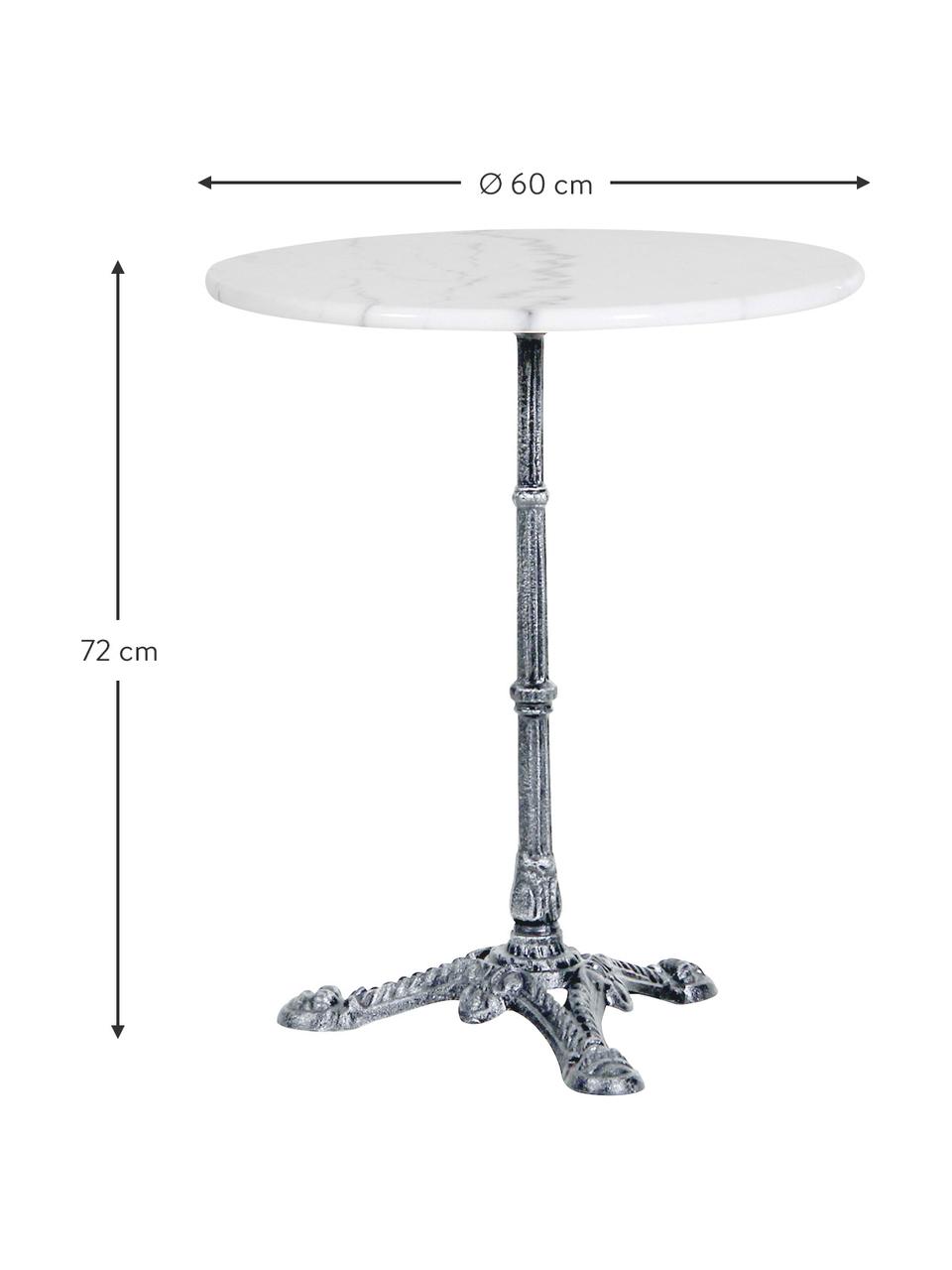 Kulatý stůl s mramorovou deskou Loire, Ø 60 cm, Bílá, Ø 60 cm, V 72 cm