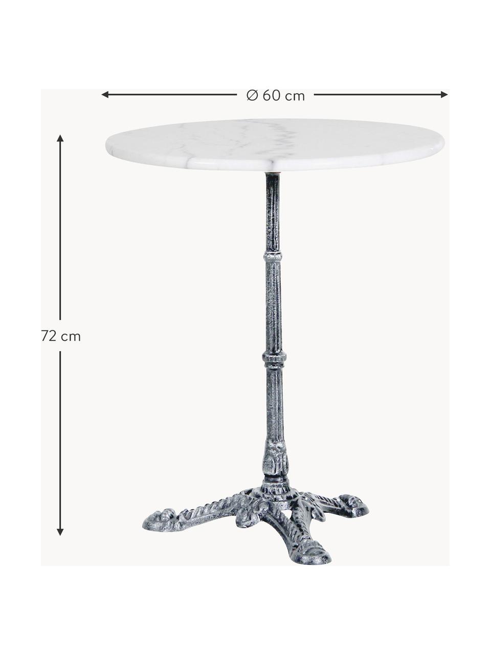 Table bistrot ronde en marbre Loire, Ø 60 cm, Blanc, marbré, argenté, Ø 60 x haut. 72 cm