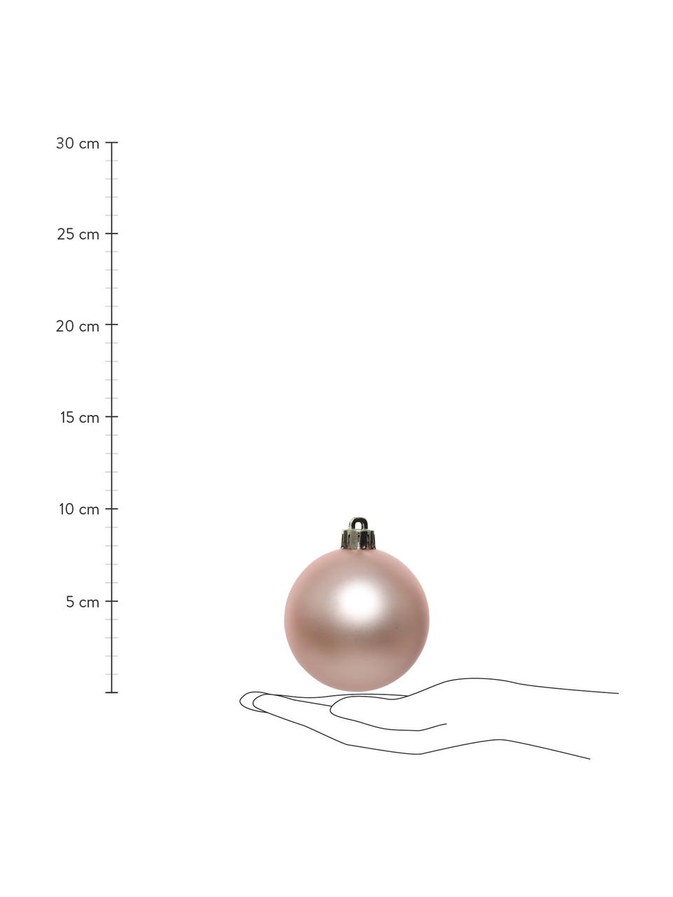 Set de adornos navideños irrompibles Mia, 25 uds., Plástico, Rosa claro, verde, blanco, dorado, Set de diferentes tamaños