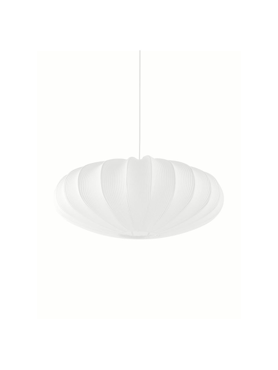 Lámpara de techode tela Mamsell, Pantalla: 60% poliéster, 40% rayón, Estructura: metal, Anclaje: plástico, Cable: plástico, Blanco, Ø 55 x Al 21 cm