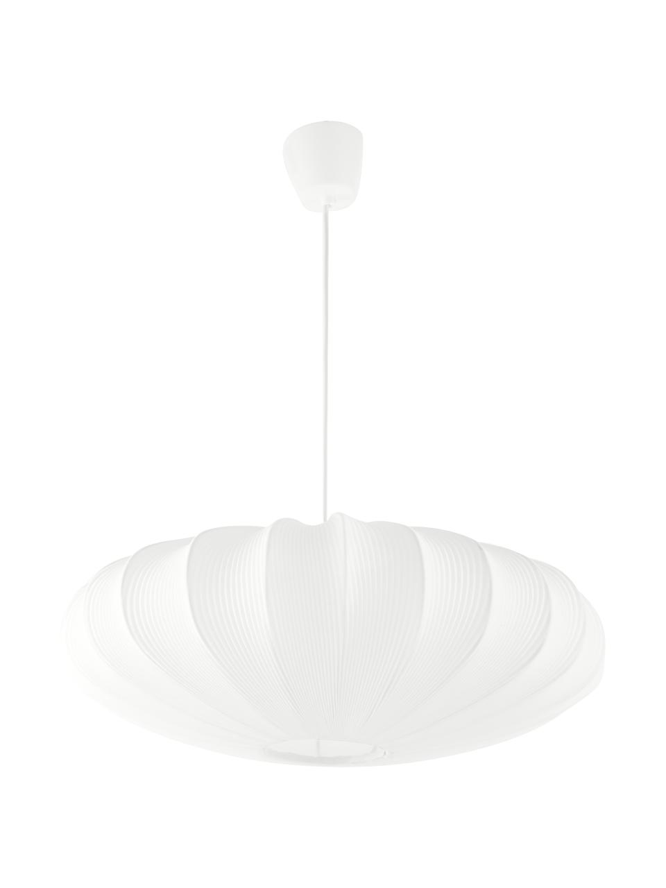 Lámpara de techode tela Mamsell, Pantalla: 60% poliéster, 40% rayón, Estructura: metal, Anclaje: plástico, Cable: plástico, Blanco, Ø 55 x Al 21 cm