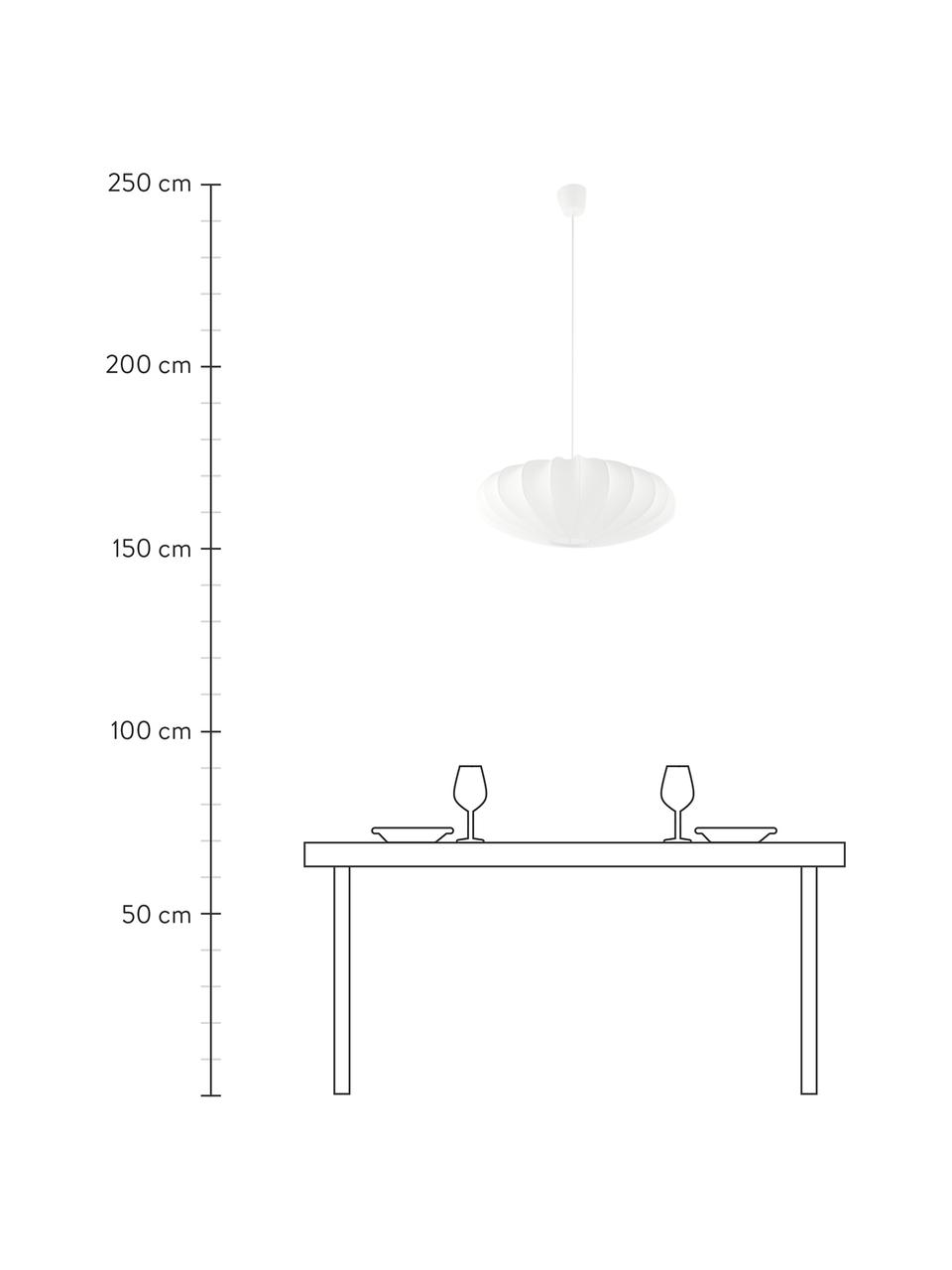 Lámpara de techode tela Mamsell, Pantalla: 60% poliéster, 40% rayón, Estructura: metal, Anclaje: plástico, Cable: plástico, Blanco, Ø 55 x Al 21 cm