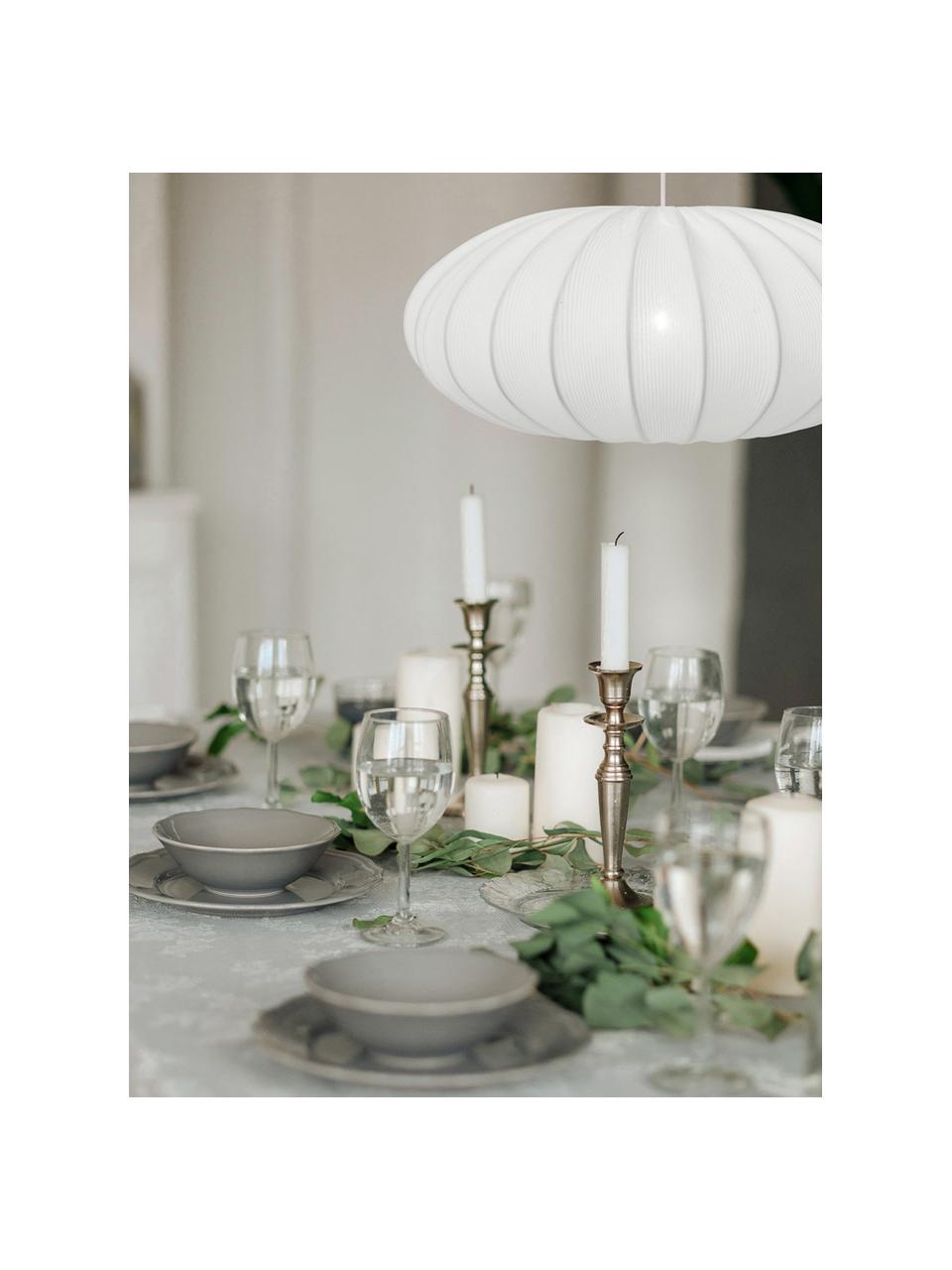 Stoffen hanglamp Mamsell, Lampenkap: 60% polyester, 40% rayon, Wit, Ø 55 x H 21 cm