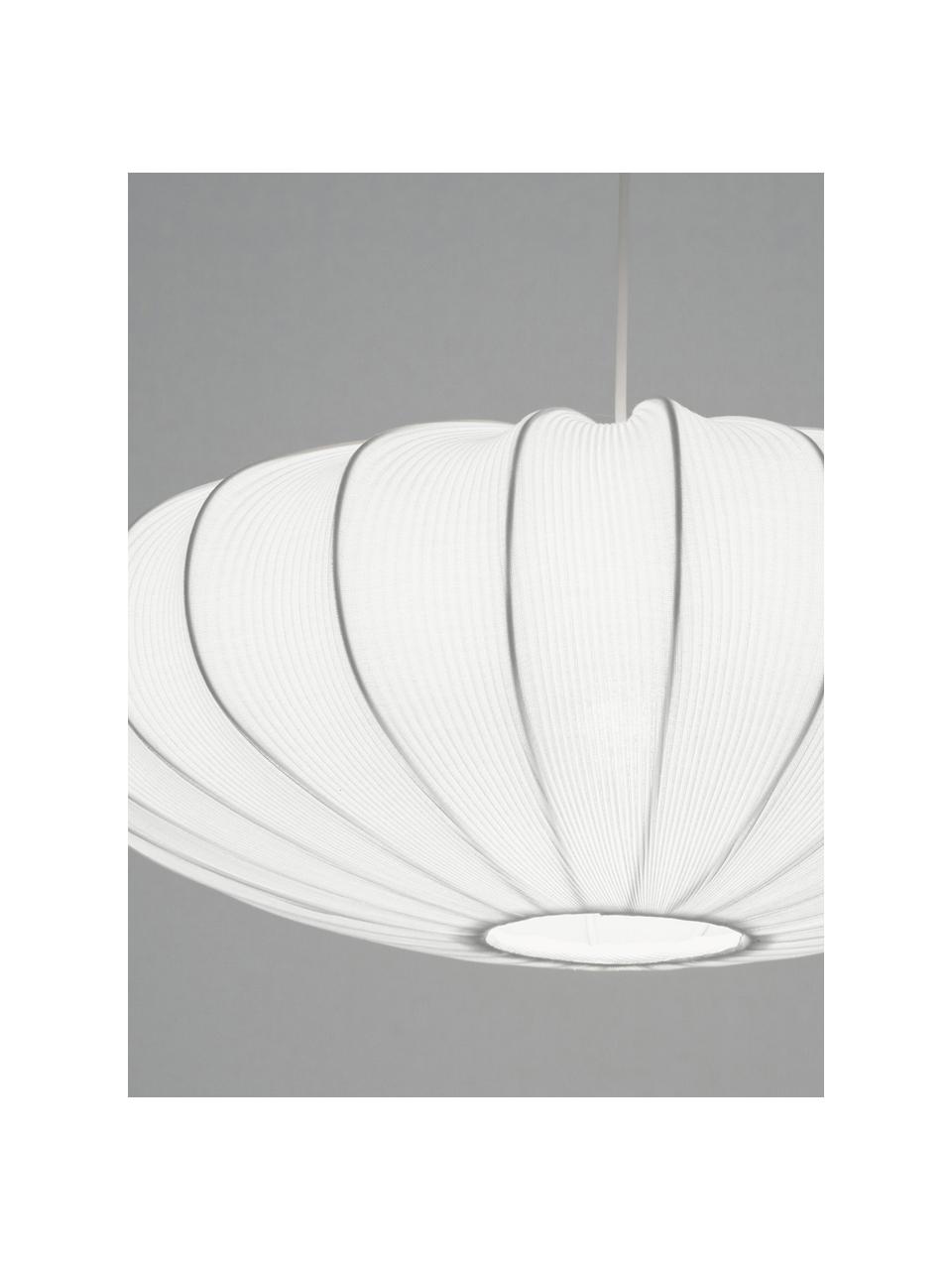 Lampada a sospensione in tessuto Mamsell, Paralume: 60% poliestere, 40% rayon, Struttura: metallo rivestito, Bianco, Ø 55 x Alt. 21 cm