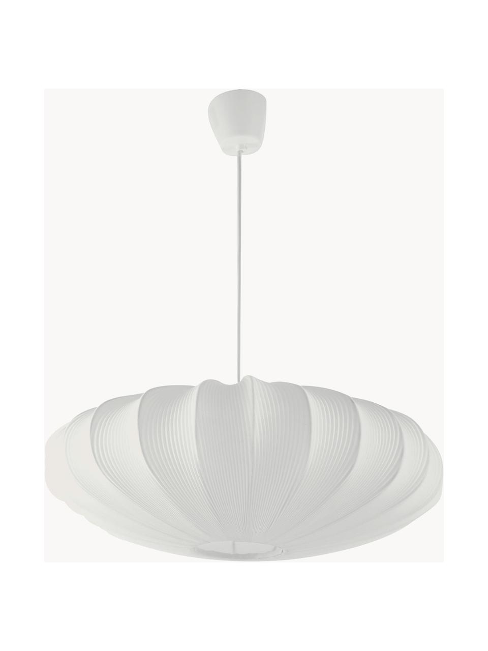 Lampada a sospensione in tessuto Mamsell, Paralume: 60% poliestere, 40% rayon, Struttura: metallo rivestito, Bianco, Ø 55 x Alt. 21 cm