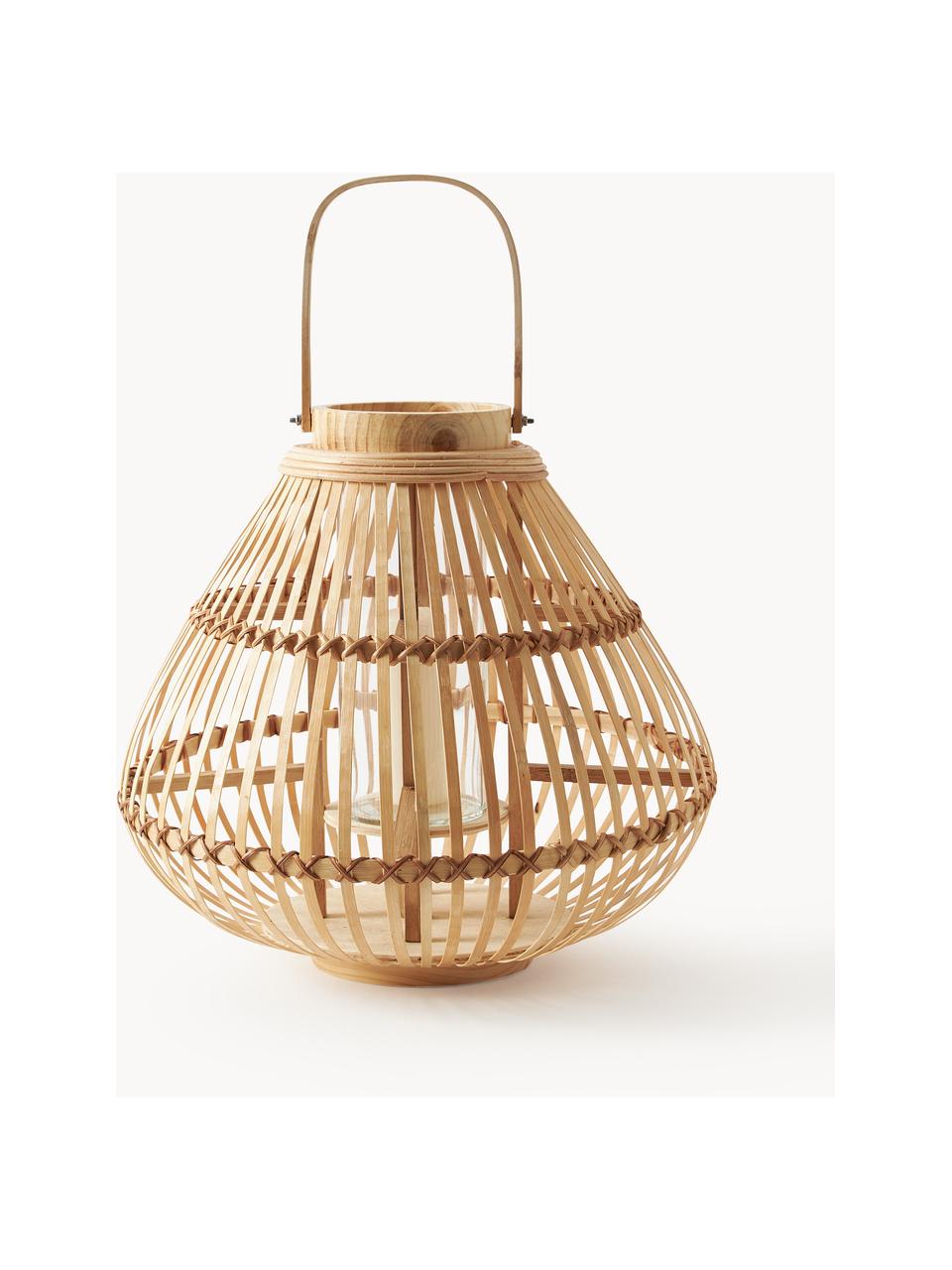 Portavelas Roshni, 37 cm, Madera clara, Ø 40 x Al 37 cm