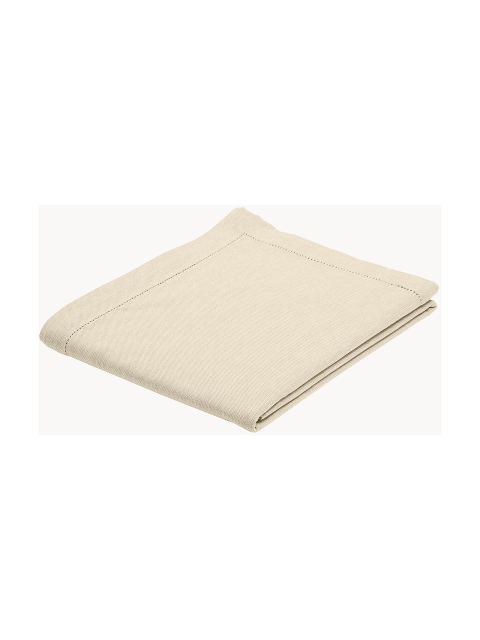 Nappe faite main avec surjet décoratif Indi, Coton, Beige, 6-8 personnes (long. 250 x larg. 140 cm)