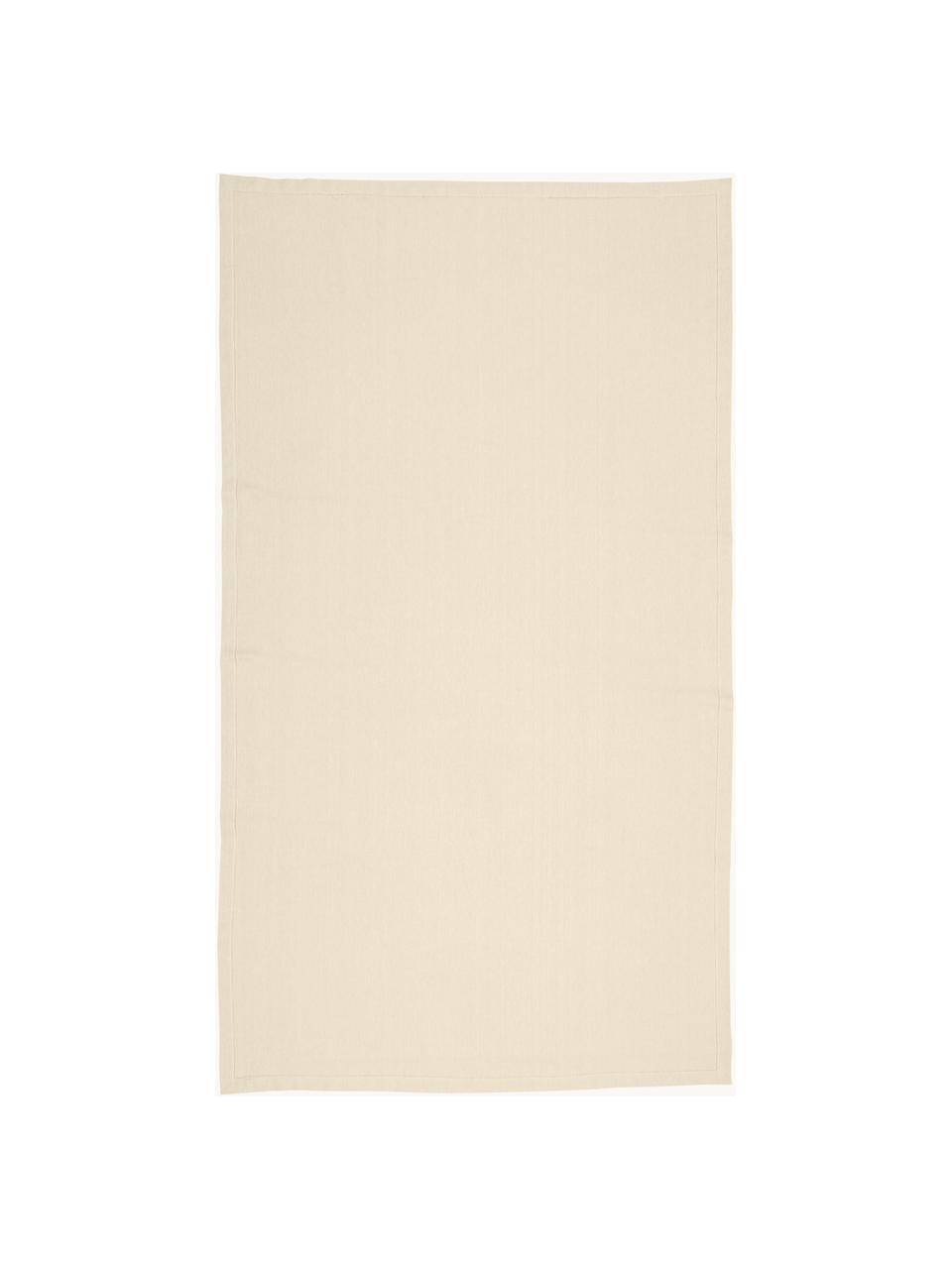 Nappe faite main avec surjet décoratif Indi, Coton, Beige, 6-8 personnes (long. 250 x larg. 140 cm)