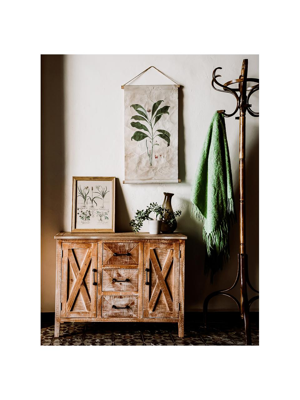 Credenza in legno di pino marrone chiaro Alba, Maniglie: metallo rivestito, Marrone chiaro, nero, Larg. 91 x Alt. 69 cm