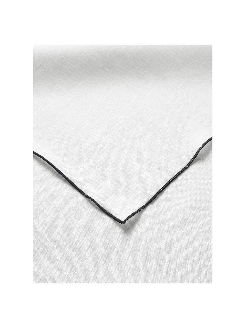 Serviettes de table Vilnia, 6 pièces, 100 % pur lin, Blanc, noir, larg. 47 x long. 47 cm