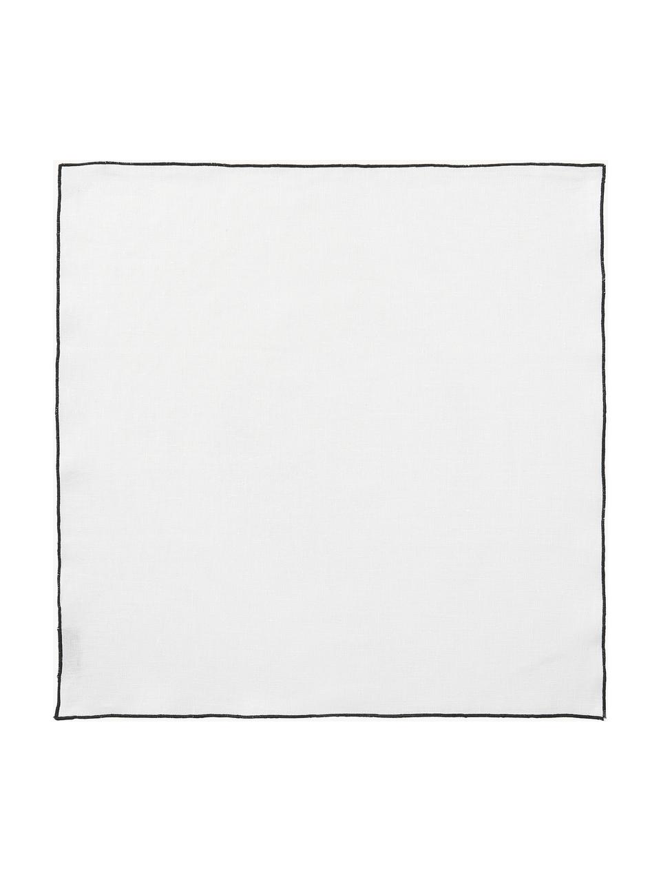 Serviettes de table Vilnia, 6 pièces, 100 % pur lin, Blanc, noir, larg. 47 x long. 47 cm