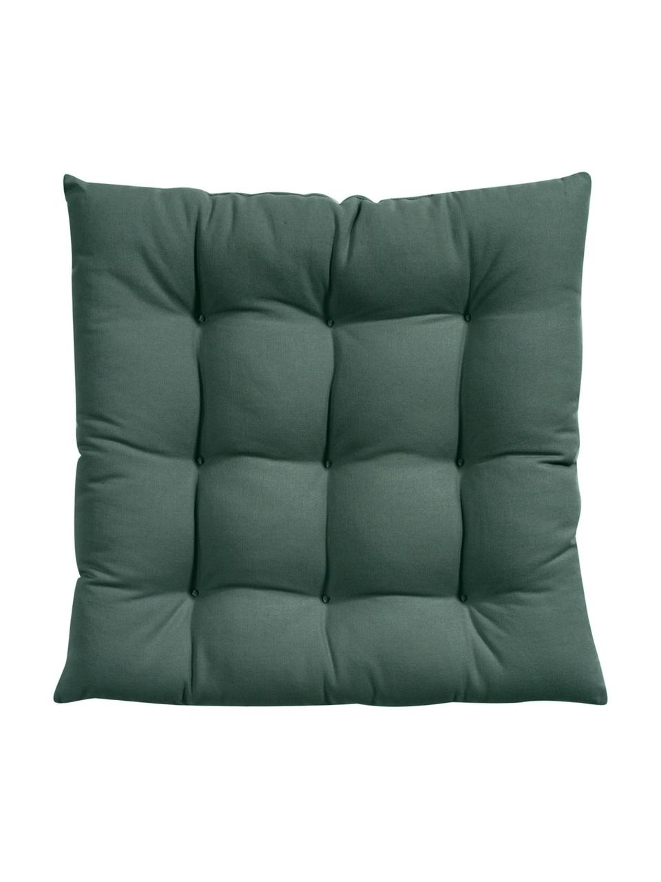 Baumwoll-Sitzkissen Ava, Bezug: 100% Baumwolle, Dunkelgrün, B 40 x L 40 cm