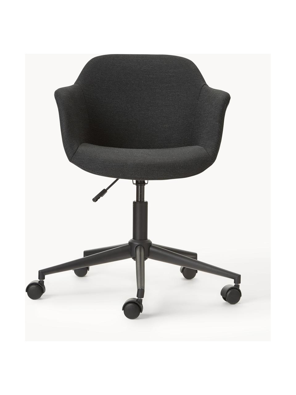 Chaise de bureau avec assise étroite Fiji, Tissu noir, larg. 66 x prof. 66 cm