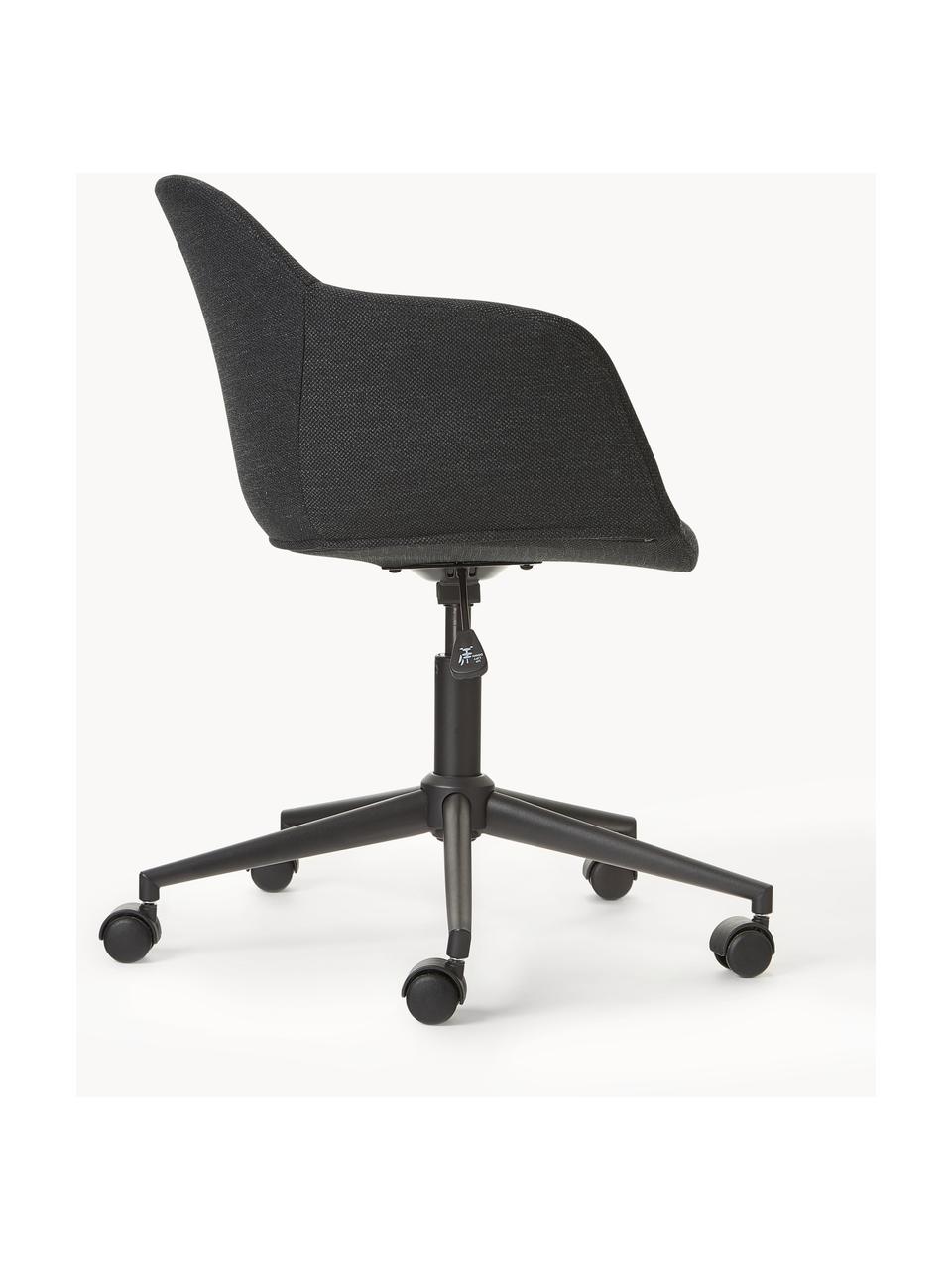 Chaise de bureau avec assise étroite Fiji, Tissu noir, larg. 66 x prof. 66 cm