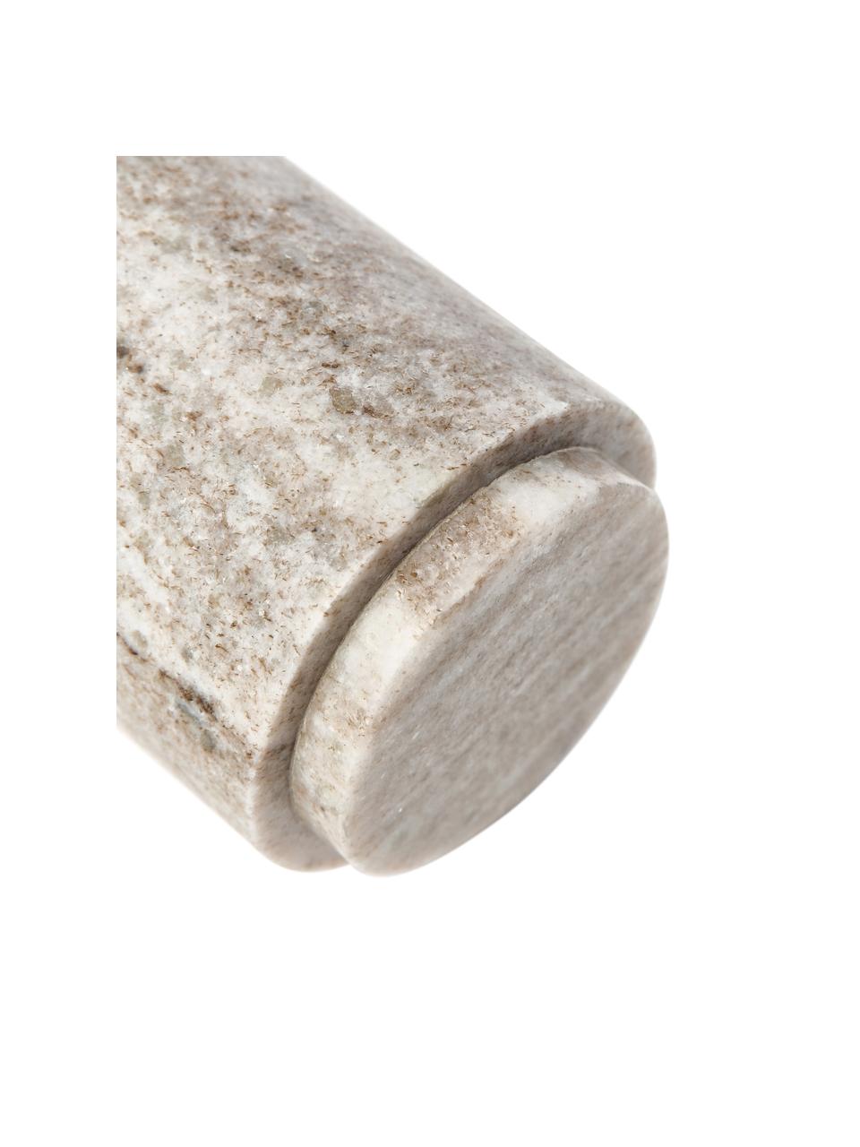 Marmor-Seifenspender Simba, Behälter: Marmor, Pumpkopf: Kunststoff, Beige, marmoriert, Silberfarben, Ø 8 x H 19 cm