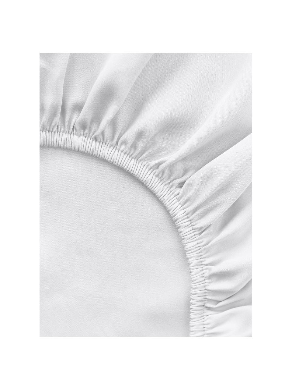 Drap-housse en satin de coton pour sommier tapissier Comfort, Blanc, larg. 90 x long. 200 cm, haut. 35 cm