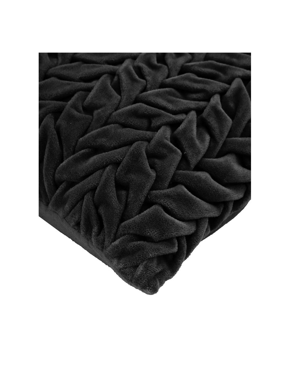 Cojín de terciopelo Smock, con relleno, Funda: 100% terciopelo de algodó, Negro, An 30 x L 50 cm