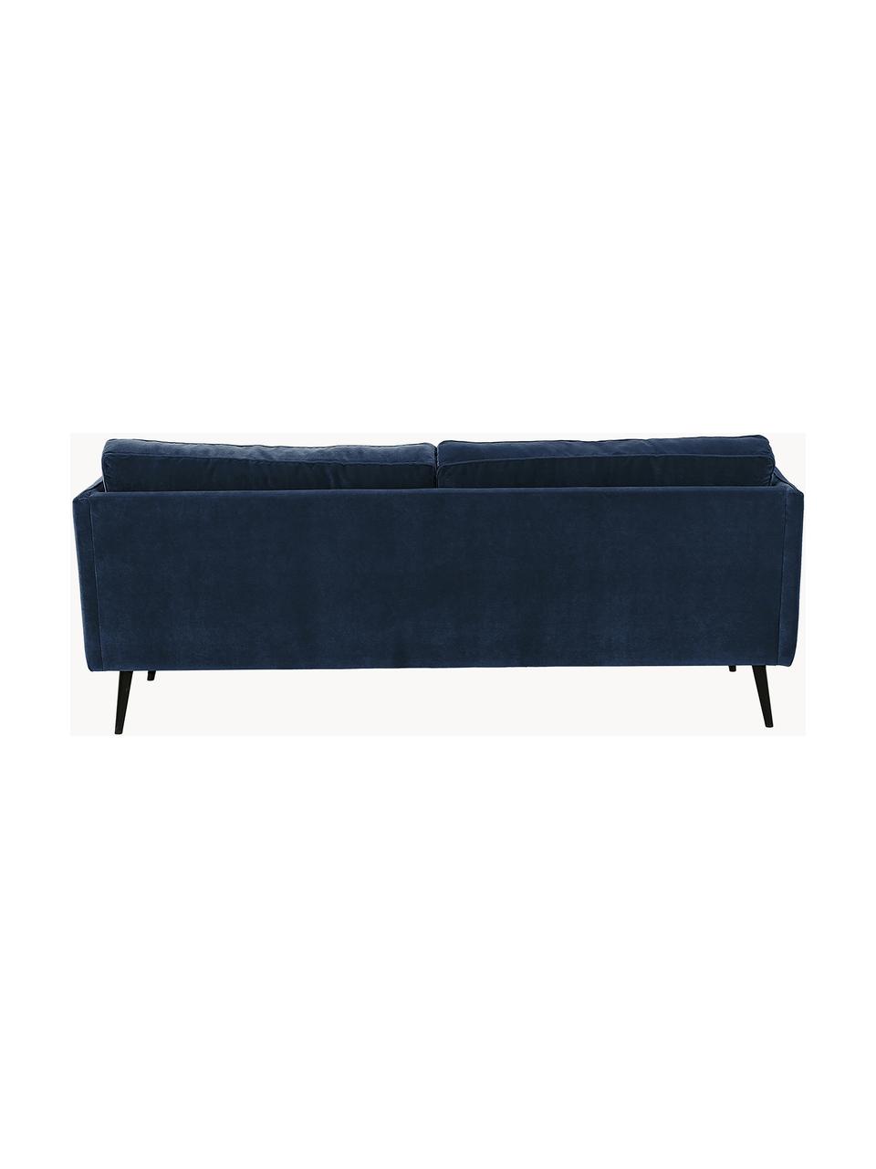Canapé 3 places en velours avec pieds en bois Paola, Velours bleu, larg. 209 x prof. 95 cm