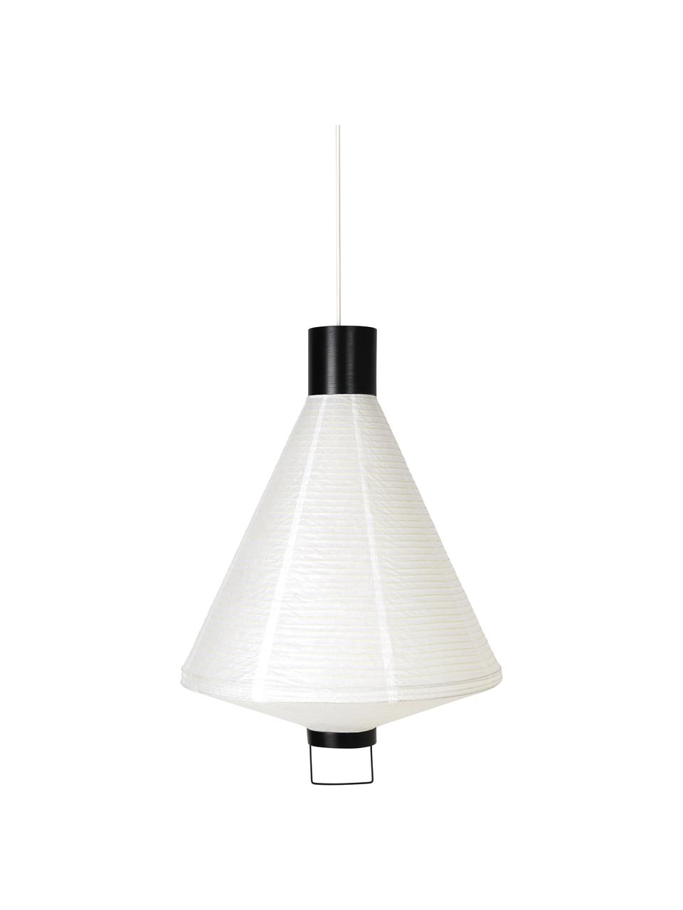 Lámpara de techo Ritta, estilo moderno, Pantalla: papel, Estructura: metal recubierto, Cable: cubierto en tela, Blanco, negro, Ø 47 x Al 68 cm
