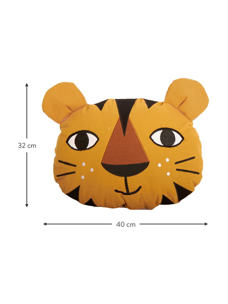 Cuscino con imbottitura Tiger, Rivestimento: 100% cotone, Giallo ocra, nero, Larg. 30 x Lung. 40 cm