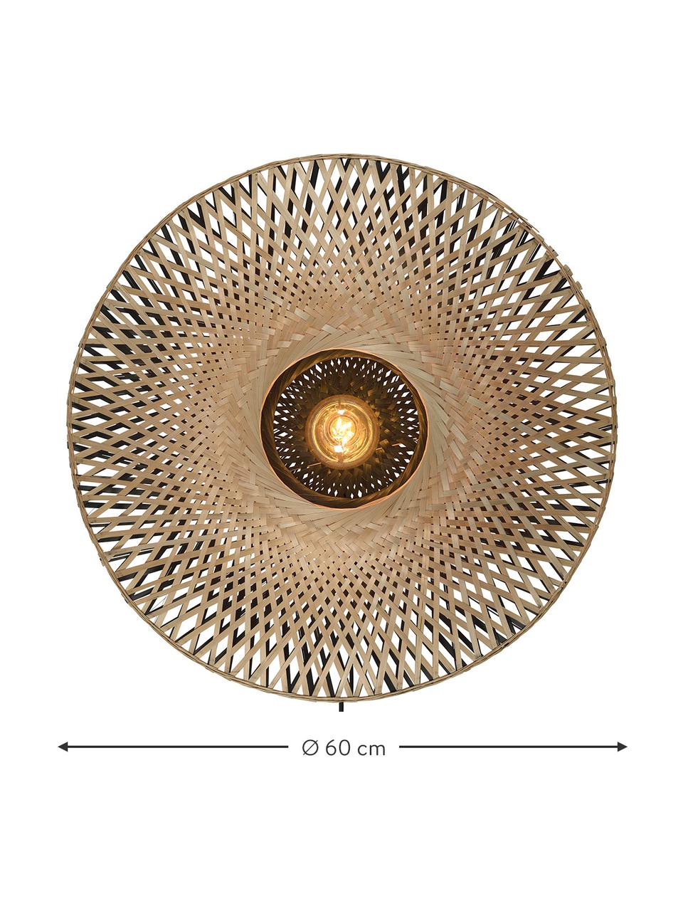 Große Bambus-Wandleuchte Kalimantan mit Stecker, Lampenschirm: Bambus, Braun, Schwarz, Ø 60 x T 15 cm