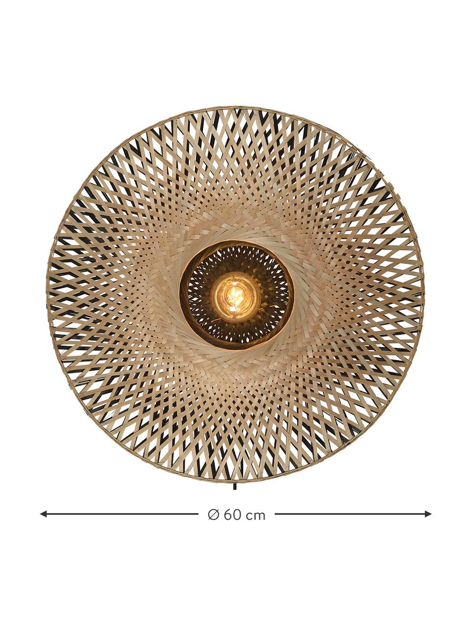 Velké bambusové nástěnné svítidlo se zástrčkou Kalimantan, Bambus, černá, Ø 60 cm, H 15 cm