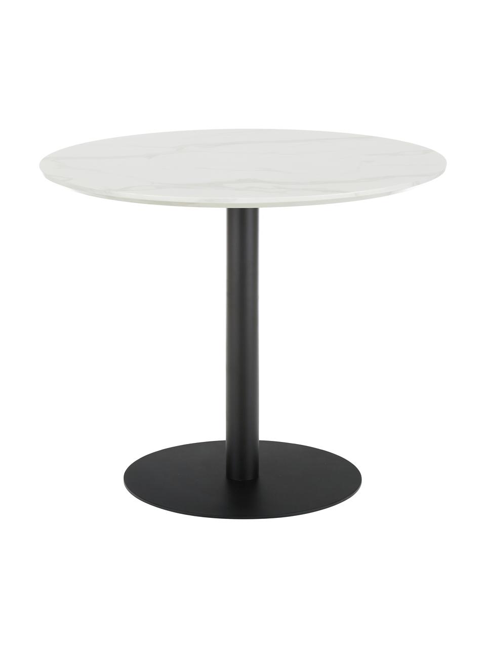 Kulatý jídelní stůl s mramorováním Karla, Ø 90 cm, Bílá v mramorovém vzhledu