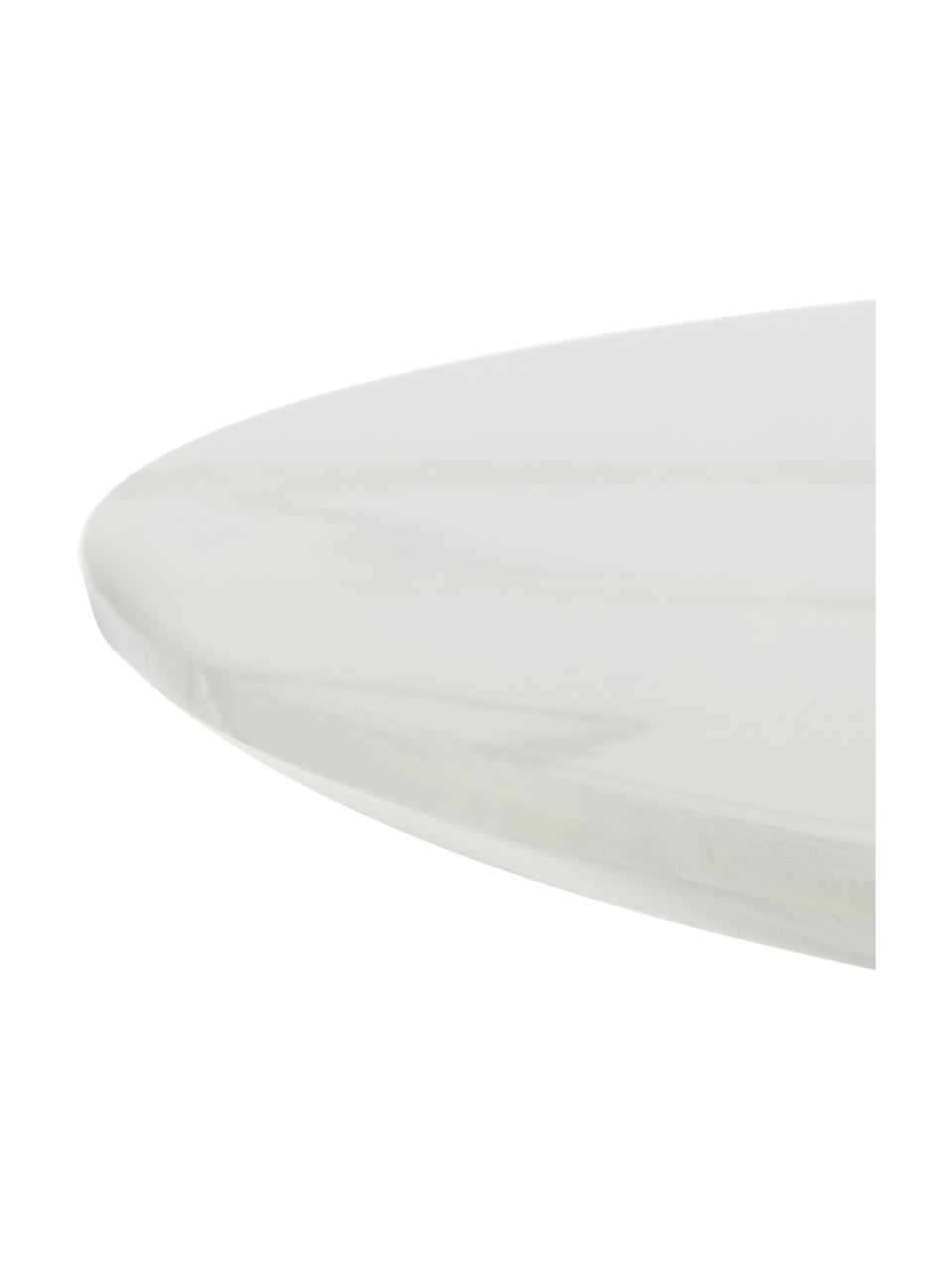 Runder Esstisch Karla in Marmor-Optik, Ø 90 cm, Tischplatte: Mitteldichte Holzfaserpla, Weiß, marmoriert, Schwarz, Ø 90 cm
