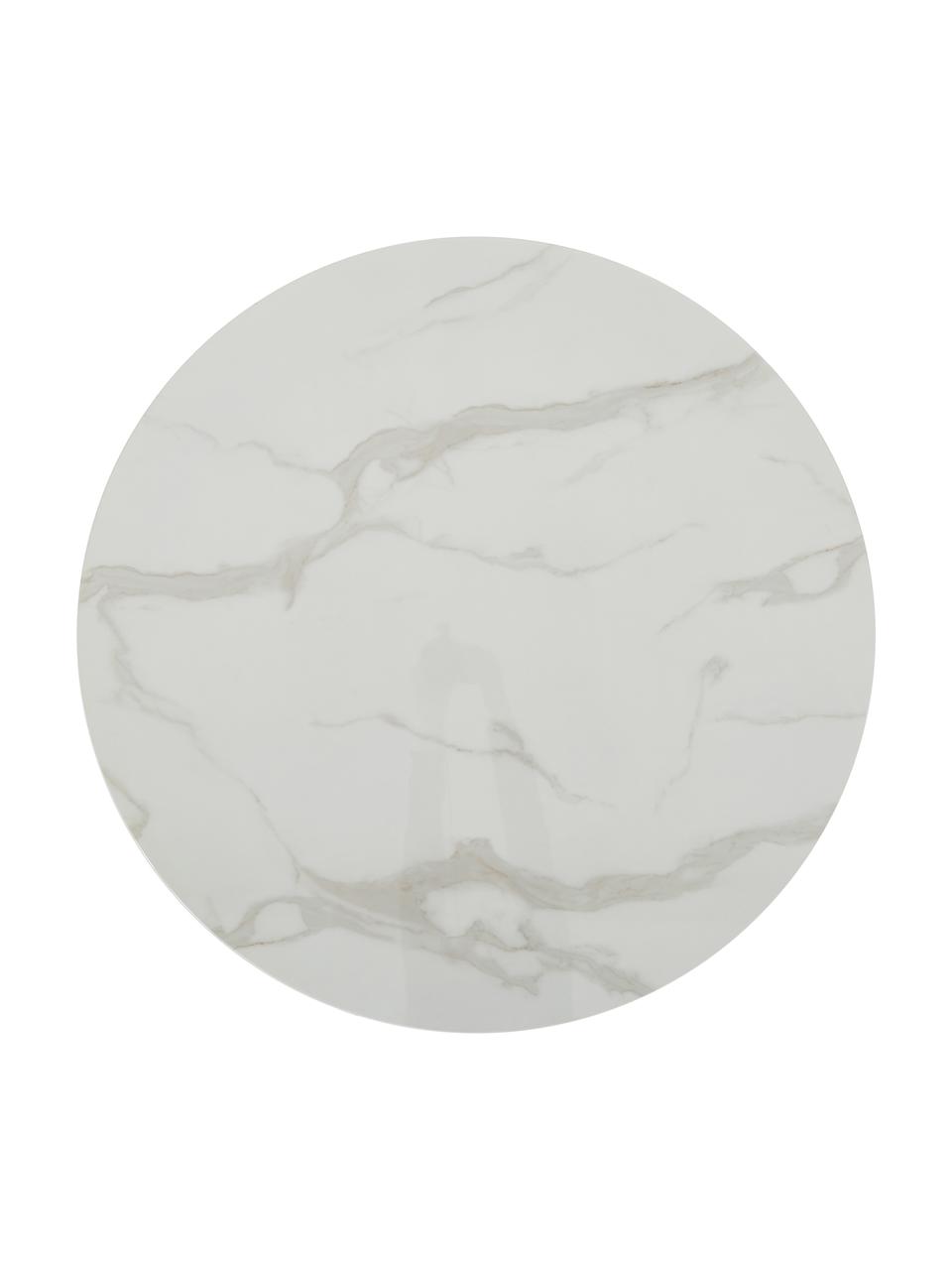 Table ronde aspect marbre Karla, Ø 90 cm, Blanc marbré, noir, Ø 90 x haut. 75 cm