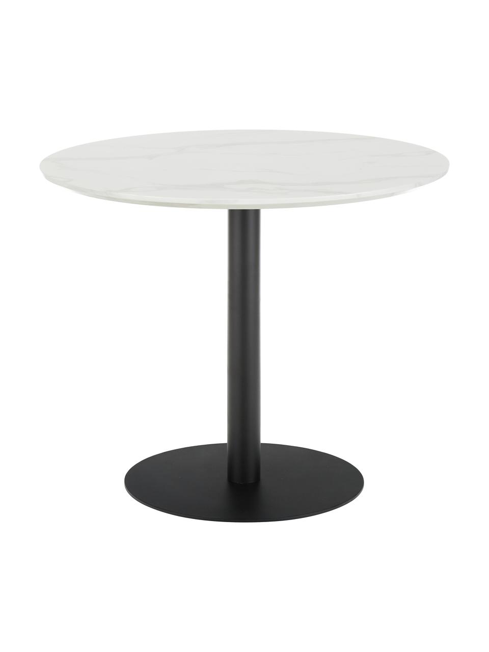 Kulatý jídelní stůl s mramorováním Karla, Ø 90 cm, Bílá, mramorovaná, černá, Ø 90 cm, V 75 cm