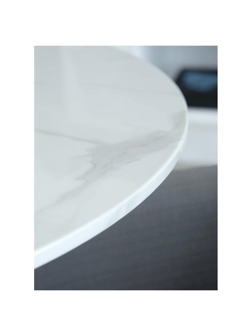 Runder Esstisch Karla in Marmor-Optik, Ø 90 cm, Tischplatte: Mitteldichte Holzfaserpla, Weiss, marmoriert, Schwarz, Ø 90 cm