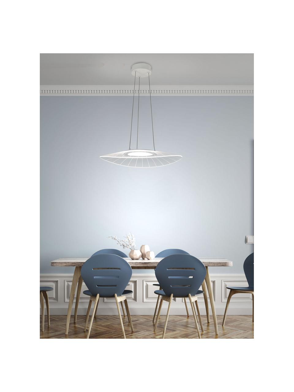 Design LED hanglamp Vela, Lampenkap: metaal, methacrylaat, Baldakijn: gecoat metaal, Wit, B 59  x D 43 cm