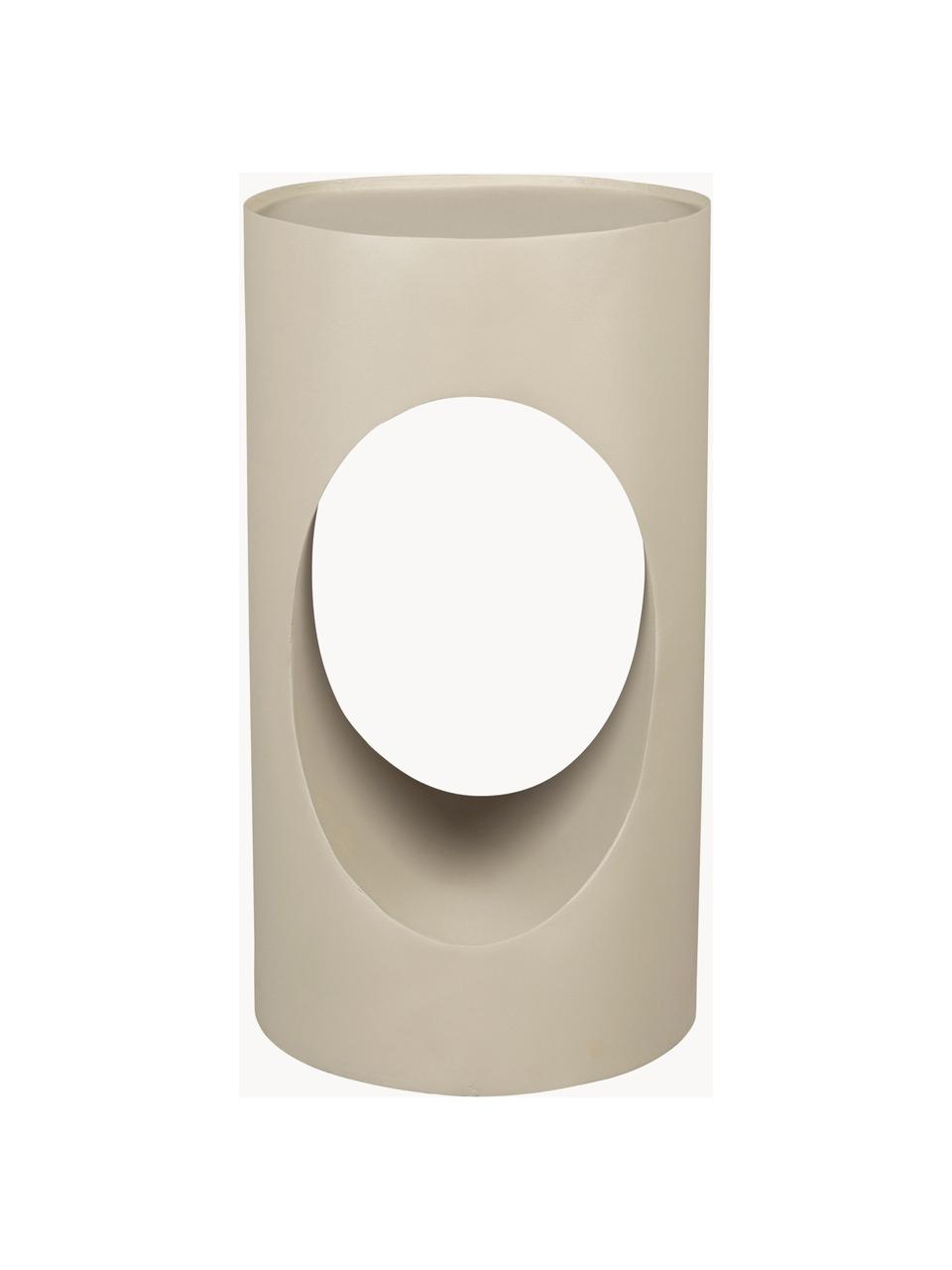 Tavolino rotondo in metallo Sai, Metallo verniciato a polvere, Beige chiaro, Ø 30 x Alt. 56 cm