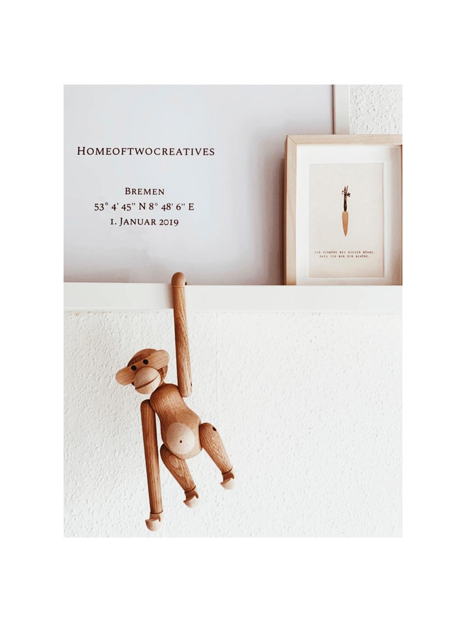 Figura decorativa de madera de teca de diseño Monkey, Madera de teca, madera de limba, barnizadas, certificado FSC, Madera de teca, An 20 x Al 19 cm