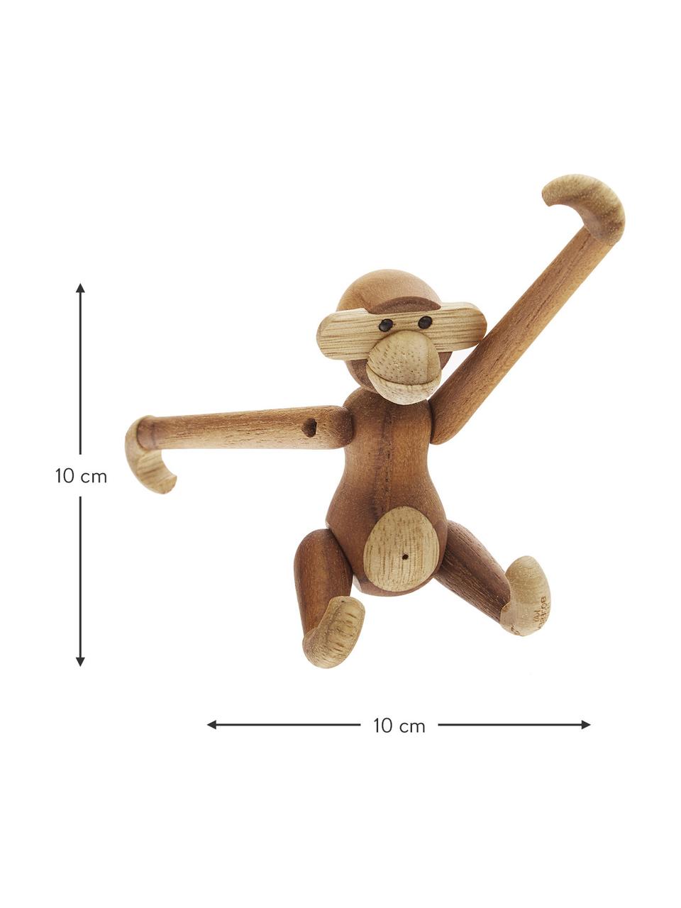Figura decorativa de diseño Monkey, Madera de teca, madera de limba, barnizadas, Teca, limba, An 10 x Al 10 cm