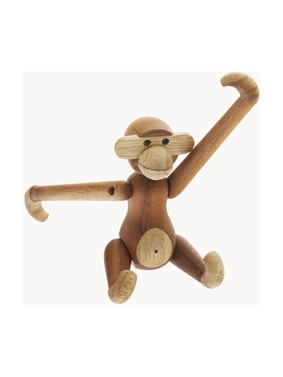 Figura decorativa de madera de teca artesanal Monkey, 10 cm, Madera de teca, madera de limba, barnizadas, certificado FSC, Marrón, An 10 x Al 10 cm