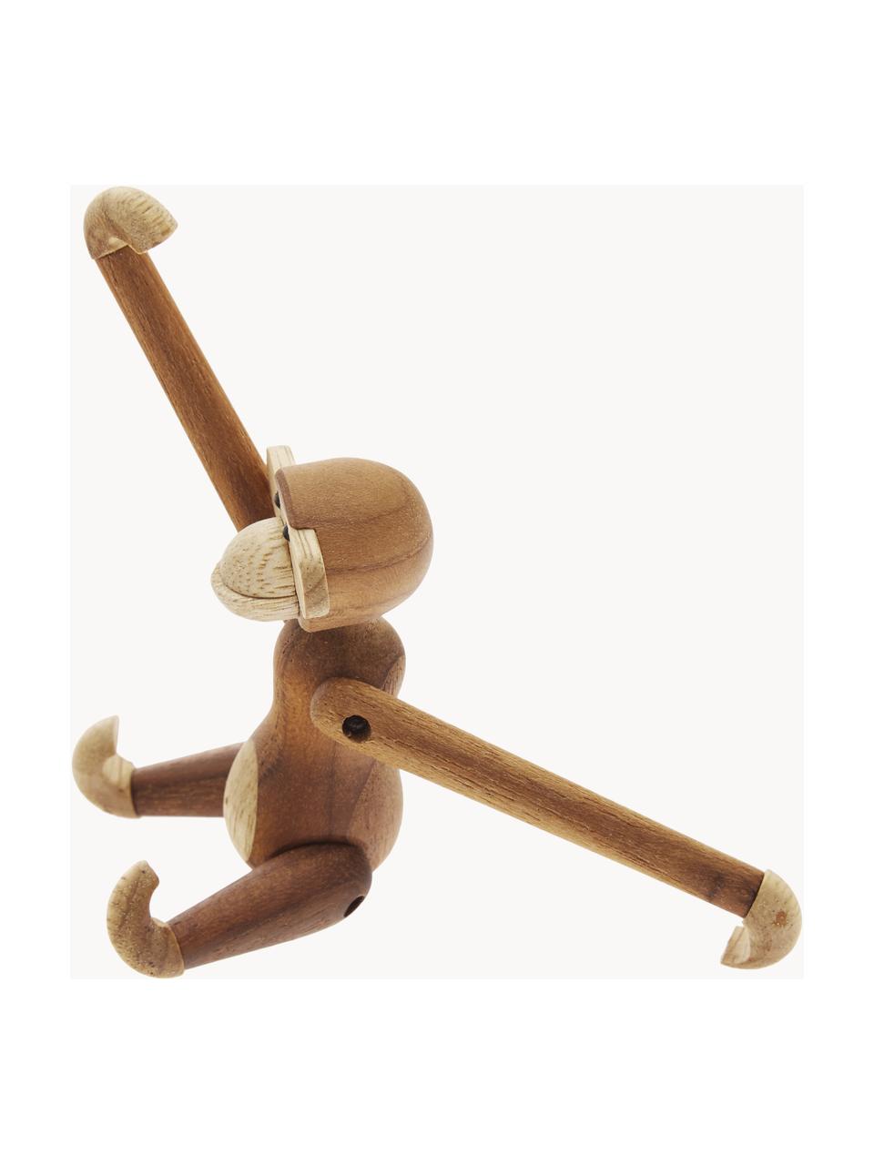 Figura decorativa de madera de teca artesanal Monkey, 10 cm, Madera de teca, madera de limba, barnizadas, certificado FSC, Marrón, An 10 x Al 10 cm