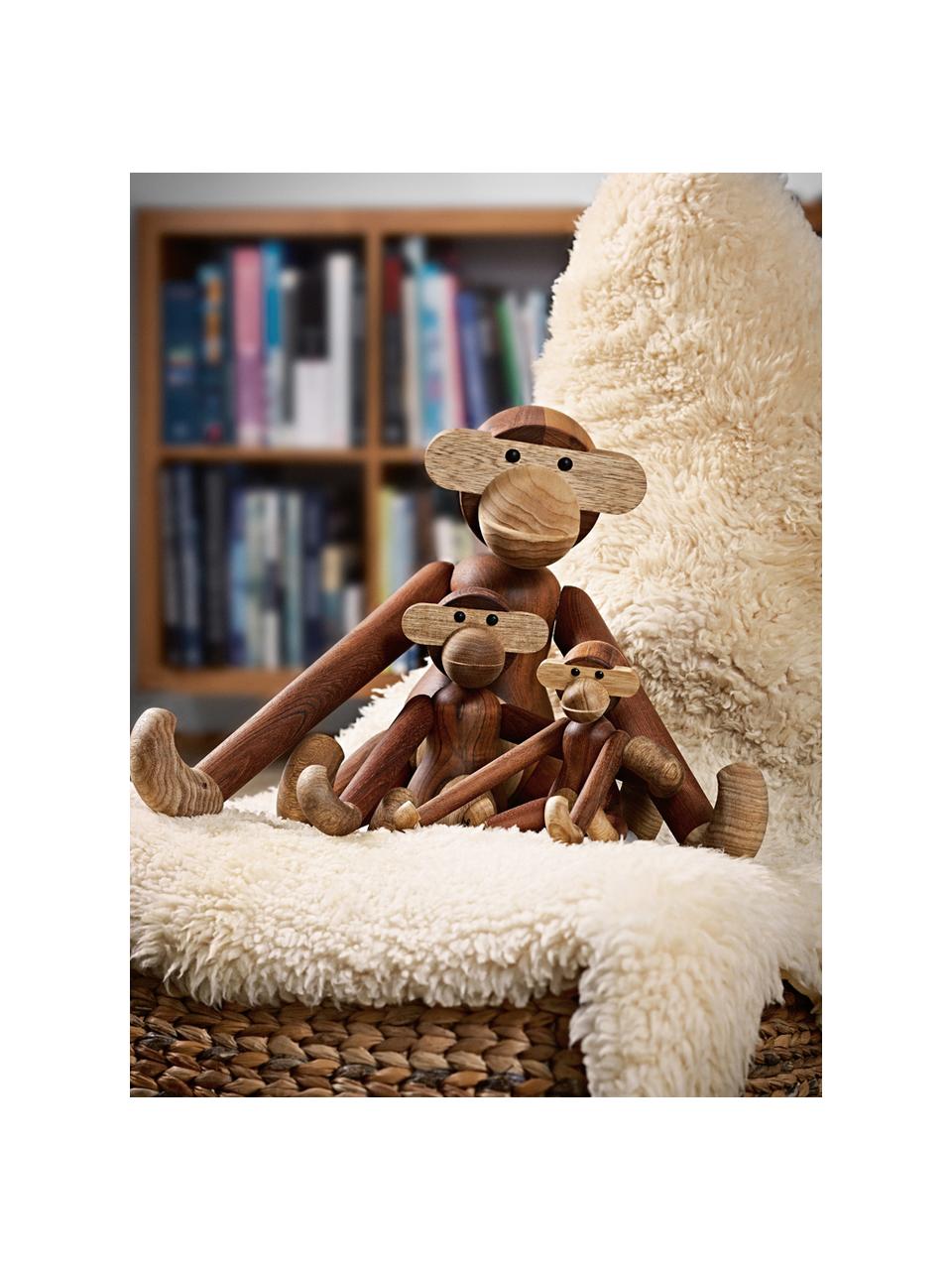 Handgefertigtes Deko-Objekt Monkey aus Teakholz, H 10 cm, Teakholz, Limbaholz, lackiert, FSC-zertifiziert, Teakholz, Limbaholz, B 10 x H 10 cm