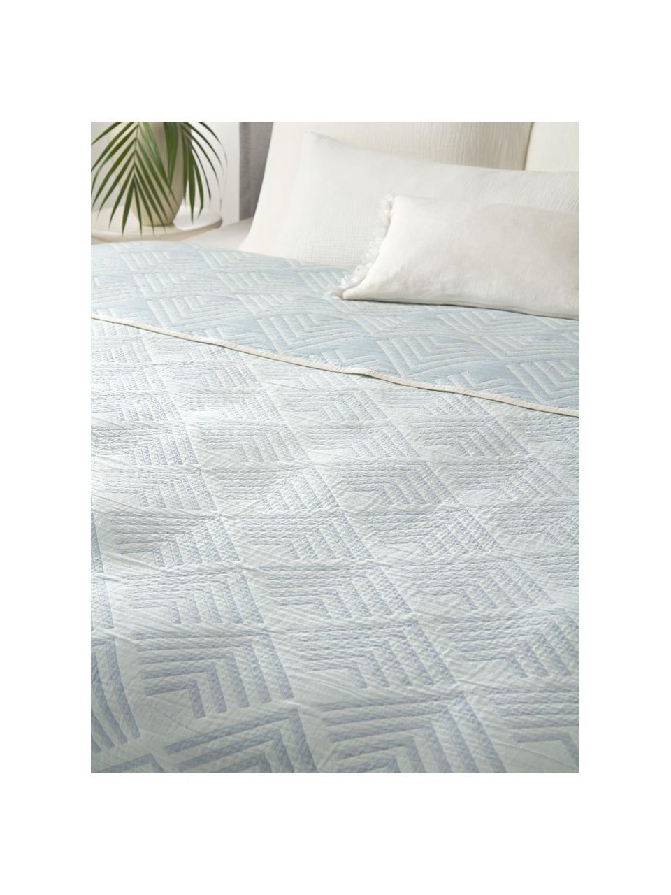 Žakárový prehoz s grafickým vzorom Milano, 80%  bavlna, 20%  polyester

Materiál použitý v tomto produkte bol testovaný na škodlivé látky a certifikovaný podľa STANDARD 100 od OEKO-TEX®, 6457CIT, CITEVE, Modrá, Š 180 x D 250 cm