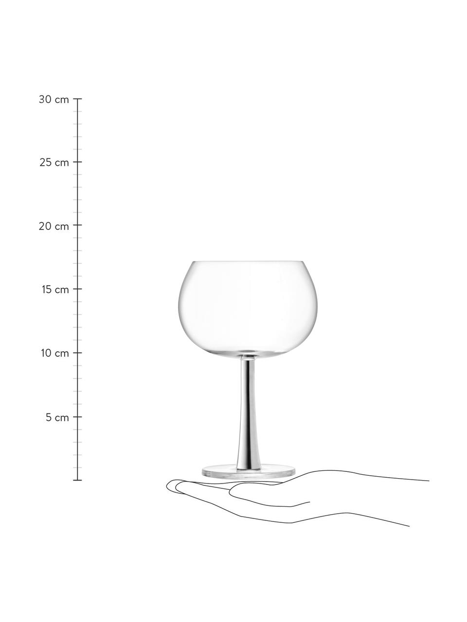 Pohár na gin so striebornou stopkou Gina, 2 ks, Sklo, Priehľadná, odtiene striebornej, Ø 11 x V 17 cm, 420 ml