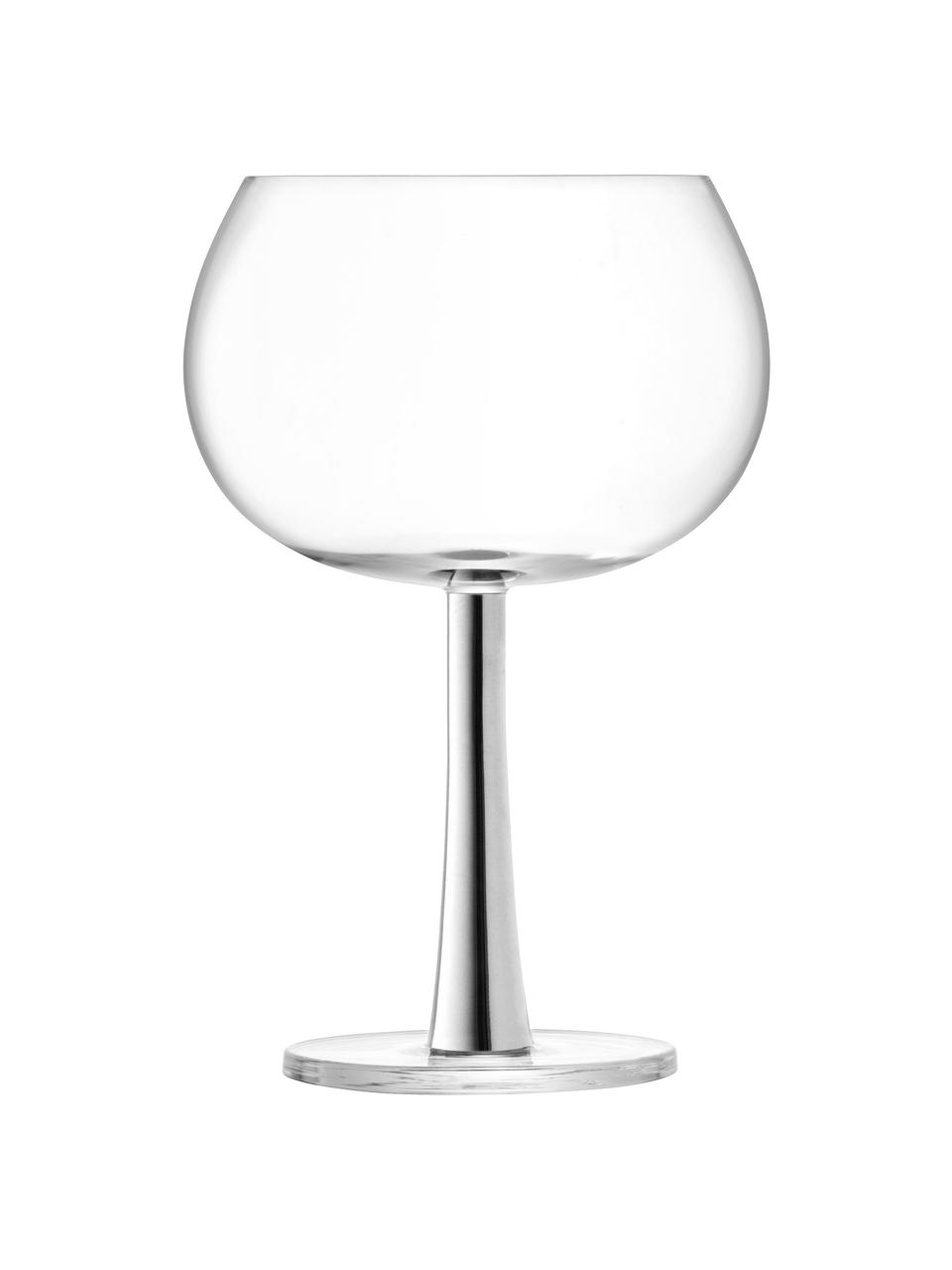 Bicchiere con manico argentato Gina 2 pz, Vetro, Trasparente, argentato, Ø 11 x Alt. 17 cm, 420 ml