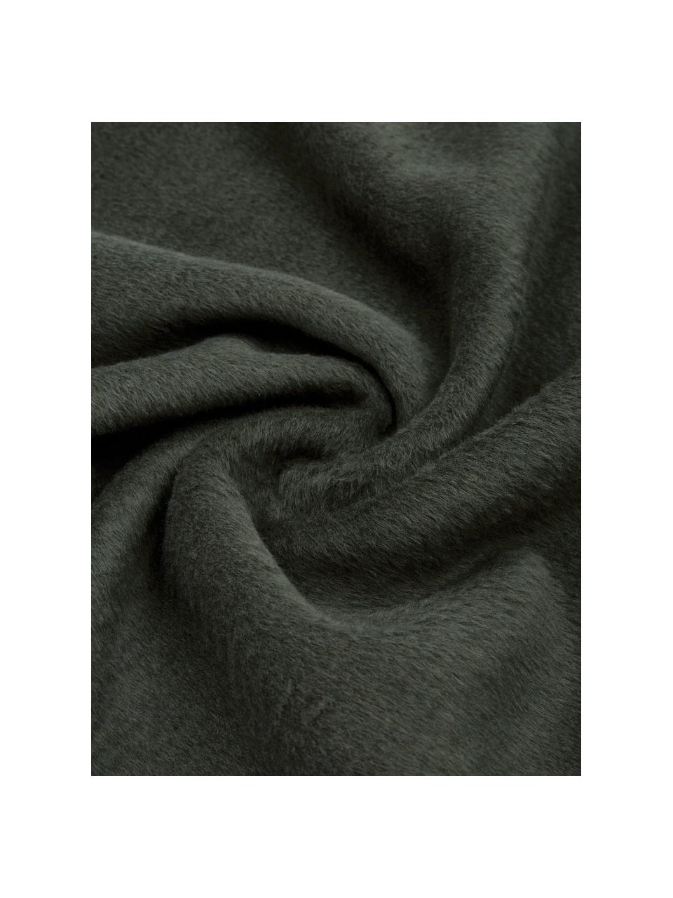 Plyšová deka z bavlny s třásněmi Vienna, 85 % bavlna, 8 % viskóza, 7 % polyakrylát, Tmavě zelená, Š 150 cm, D 200 cm