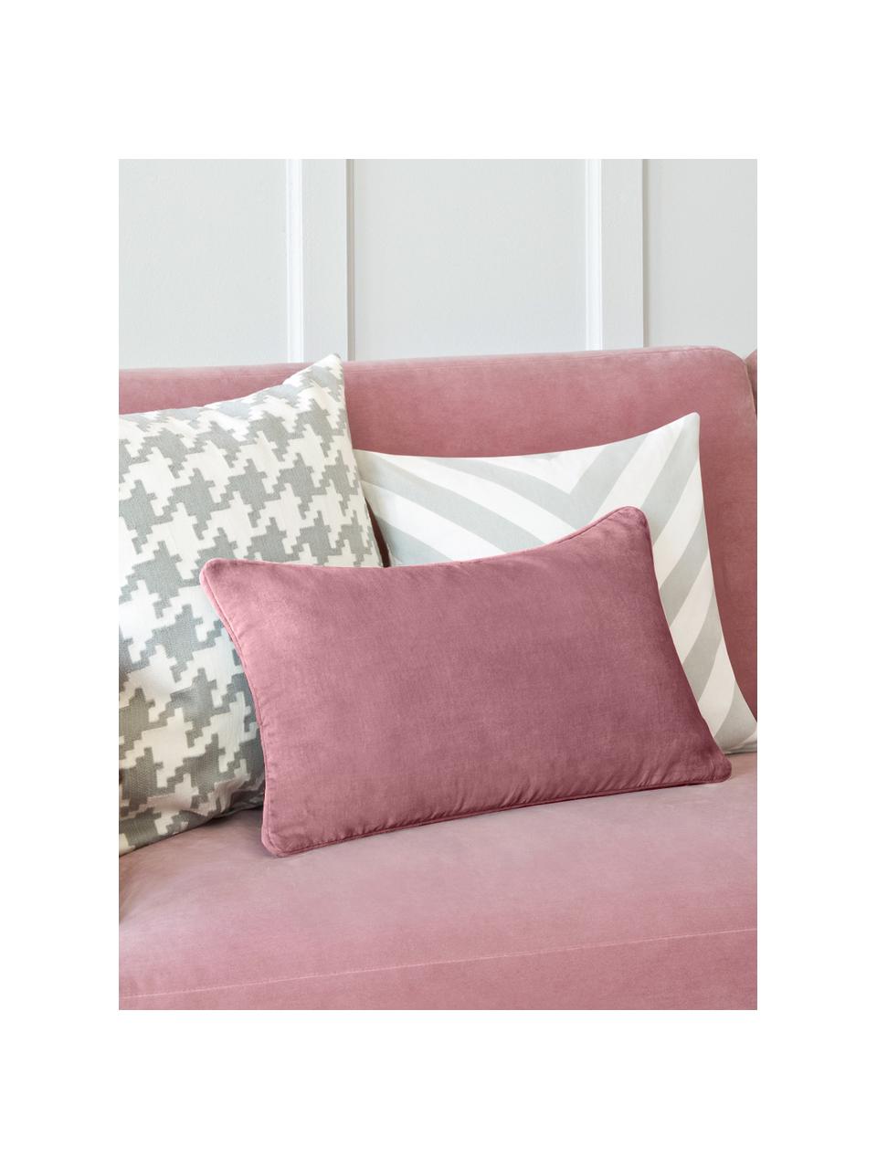 Poszewka na poduszkę z aksamitu Dana, 100% aksamit bawełniany, Brudny różowy, S 30 x D 50 cm