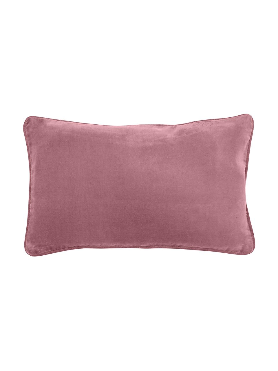Federa arredo in velluto rosa cipria Dana, 100% velluto di cotone, Rosa cipria, Larg. 30 x Lung. 50 cm