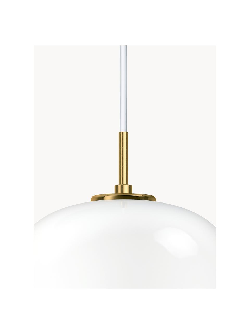 Mondgeblazen hanglamp VL45 Radiohus, verschillende formaten, Lampenkap: opaalglas, mondgeblazen, Wit, messing, Ø 37 x H 45 cm